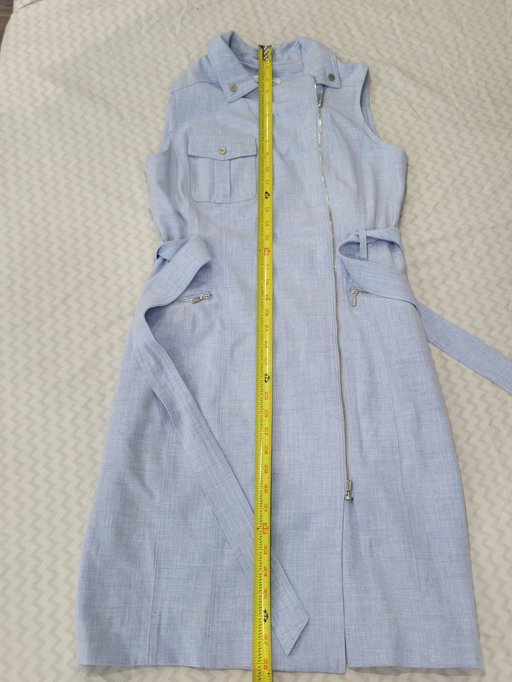 Calvin Klein Sleeveless Light Blue Zip-Front Sheath Dress - Picture 10 of 14